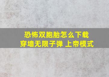 恐怖双胞胎怎么下载 穿墙无限子弹 上帝模式